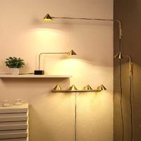Straw Hat Series Contemporary Brushed Brass Long Arm Iron vintage wall lamp M10472