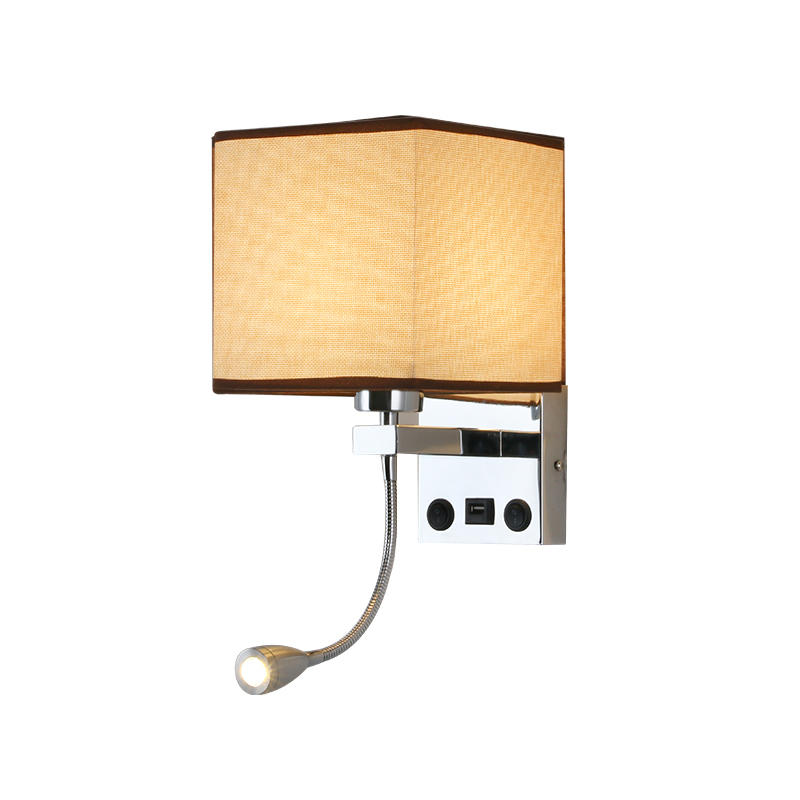 Hotel Wall Lamp with LED Reading Lamp and USB Chargeing Port M40261