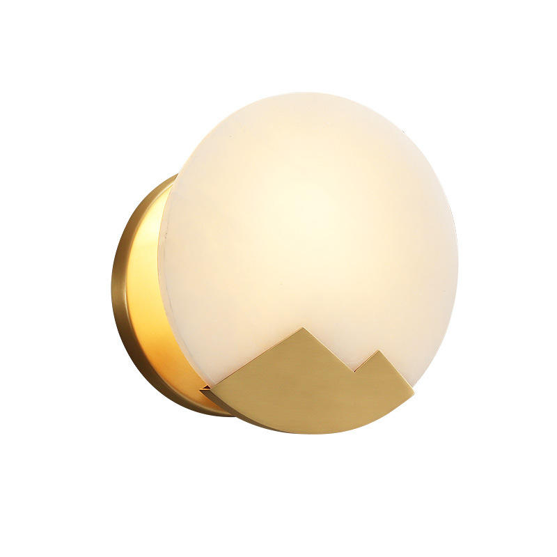 Moon Shape Luxury Copper and Marble Wall Lamp for Hotel Room M40278