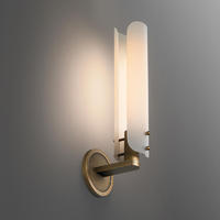 Lianne Gold Glass Sconce Cylinder Lamp Shade Retro Copper Wall Light M40289