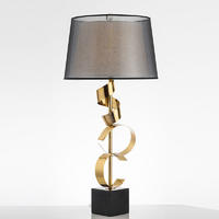 Contemporary  Style Marble Base Brown Fabric Shade Table Lamp forHotel Lobby M20219