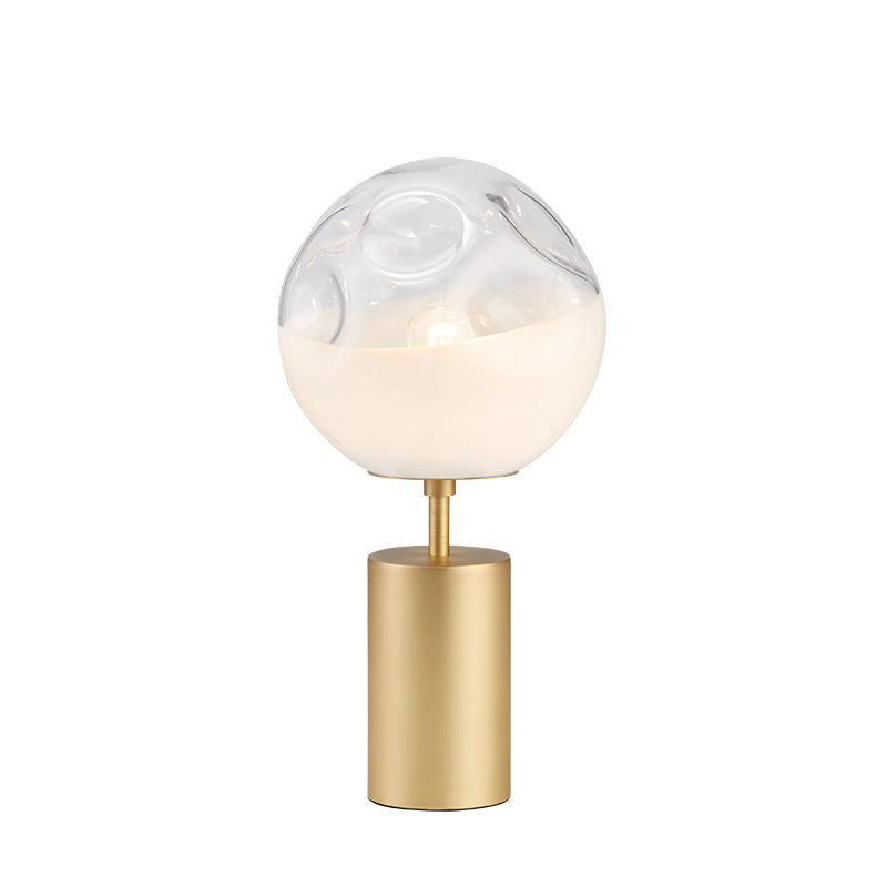 Luxury Style Brass Base White Glass Globe Shade Bedside Table Lamp OEM/ODM Factory M20221