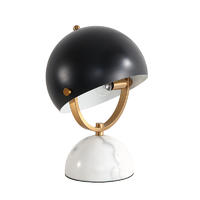 Simple Table Light Black Glass Half Ball Shade Desk Lamp Marble Base M20257
